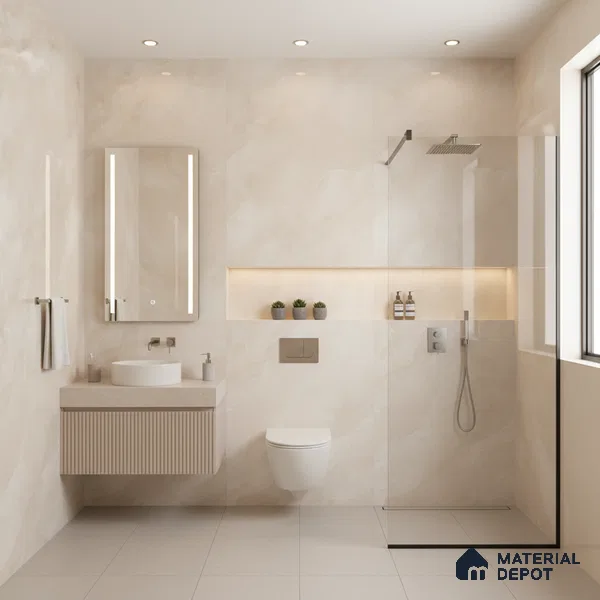 Marble Look Floor & Wall Tile TL 08132 Sajalin Crema 4 ft x 2 ft Vitrified Glossy Finish - 9 mm | Random 6