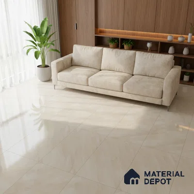 Marble Look Floor & Wall Tile TL 08132 Sajalin Crema 4 ft x 2 ft Vitrified Glossy Finish - 9 mm | Random 6