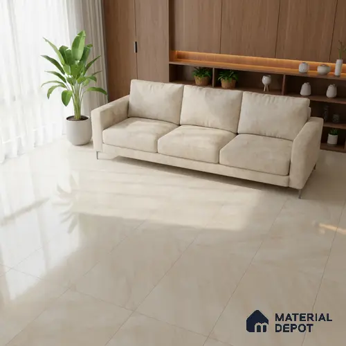 Marble Look Floor & Wall Tile TL 08132 Sajalin Crema 4 ft x 2 ft Vitrified Glossy Finish - 9 mm | Random 6