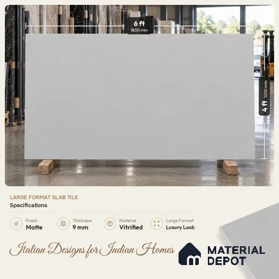 Stone Look Floor & Wall Tile TL 08133 H Zircon Taupe 6 ft x 4 ft Vitrified Matte Finish - 9 mm | Random 8 | Adhesive and Spacers Must be Used During Installation