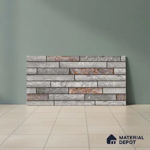 Stone Elevation Wall Tile TL 08134 Grey 2 ft x 1 ft Matte Finish Ceramic Tile - 10 mm | Suitable For Modern Facades, Outdoor Cladding & Feature Wall
