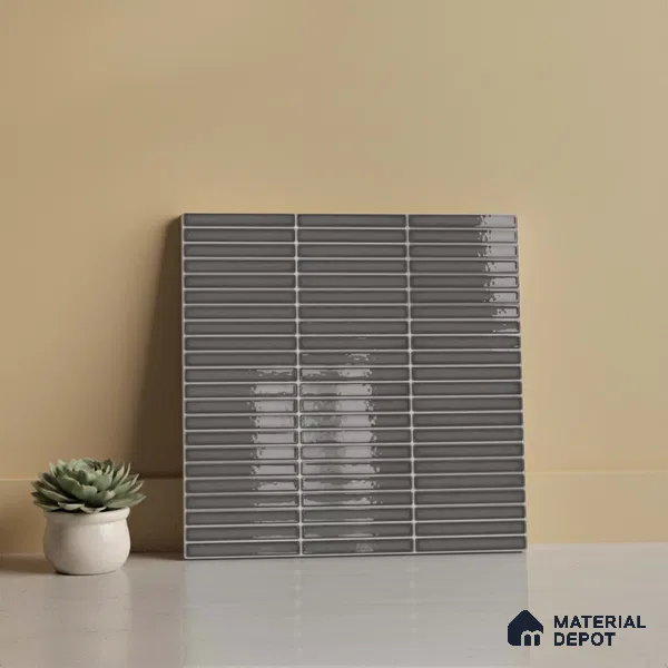 Faux Subway Look Wall Tile TL 08135 C Brich Coal 1 ft x 1 ft Ceramic Glossy Finish - 10 mm | Please Expect a Slight Variation of Pattern