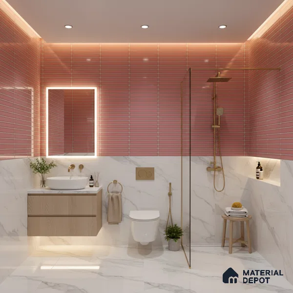 Faux Subway Look Wall Tile TL 08135 E Brich Mapel 1 ft x 1 ft Ceramic Glossy Finish - 10 mm | Please Expect a Slight Variation of Pattern
