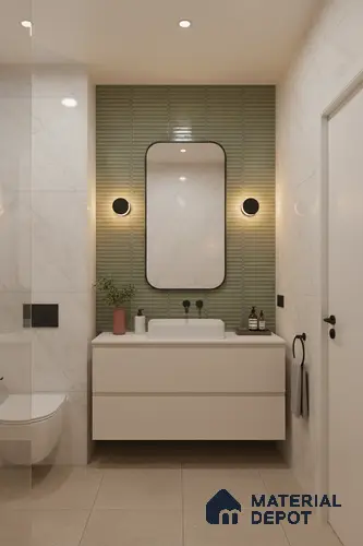 Faux Subway Look Wall Tile TL 08135 F Brich Olive 1 ft x 1 ft Ceramic Glossy Finish - 10 mm | Please Expect a Slight Variation of Pattern
