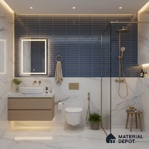 Faux Subway Look Wall Tile TL 08135 Brich Admiral 1 ft x 1 ft Ceramic Glossy Finish - 10 mm | Please Expect a Slight Variation of Pattern