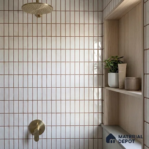 Faux Subway Look Wall Tile TL 08136 B Florim Bone 1 ft x 1 ft Ceramic Glossy Finish - 10 mm | Please Expect a Slight Variation of Pattern