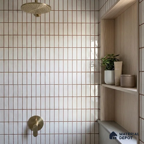 Faux Subway Look Wall Tile TL 08136 B Florim Bone 1 ft x 1 ft Ceramic Glossy Finish - 10 mm | Please Expect a Slight Variation of Pattern