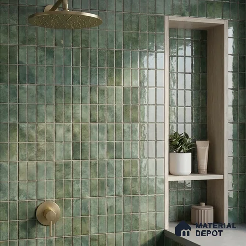 Faux Subway Look Wall Tile TL 08136 D Florim Emerald 1 ft x 1 ft Ceramic Glossy Finish - 10 mm | Please Expect a Slight Variation of Pattern
