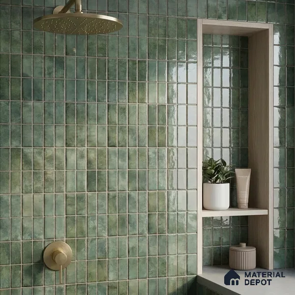 Faux Subway Look Wall Tile TL 08136 D Florim Emerald 1 ft x 1 ft Ceramic Glossy Finish - 10 mm | Please Expect a Slight Variation of Pattern