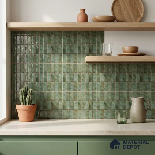 Faux Subway Look Wall Tile TL 08136 D Florim Emerald 1 ft x 1 ft Ceramic Glossy Finish - 10 mm | Please Expect a Slight Variation of Pattern
