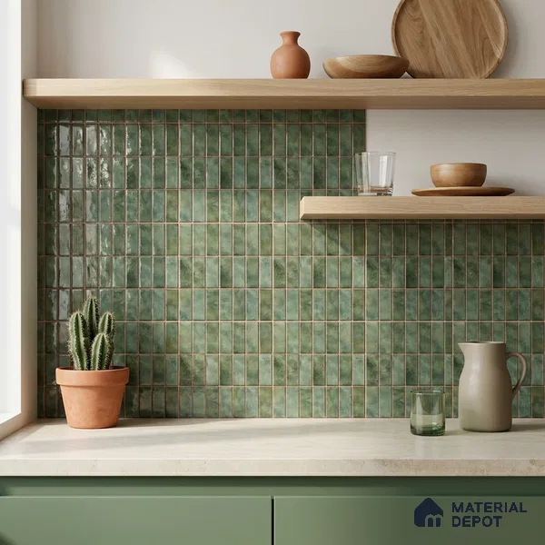 Faux Subway Look Wall Tile TL 08136 D Florim Emerald 1 ft x 1 ft Ceramic Glossy Finish - 10 mm | Please Expect a Slight Variation of Pattern