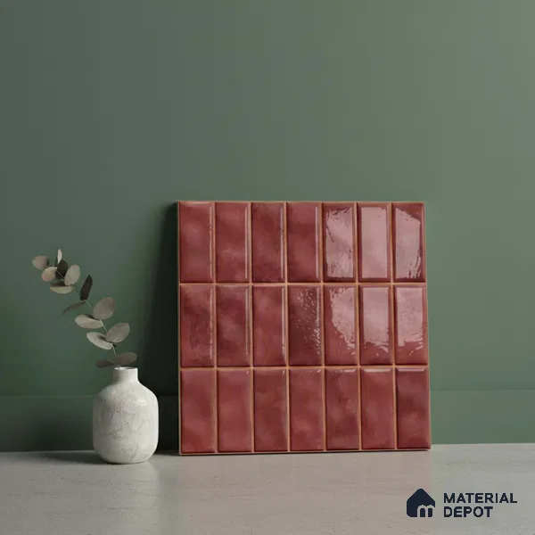 Faux Subway Look Wall Tile TL 08136 E Florim Maple 1 ft x 1 ft Ceramic Glossy Finish - 10 mm | Please Expect a Slight Variation of Pattern