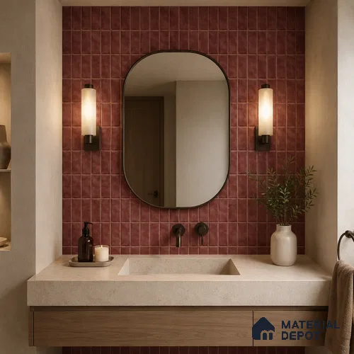 Faux Subway Look Wall Tile TL 08136 E Florim Maple 1 ft x 1 ft Ceramic Glossy Finish - 10 mm | Please Expect a Slight Variation of Pattern