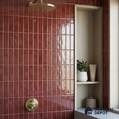 Faux Subway Look Wall Tile TL 08136 E Florim Maple 1 ft x 1 ft Ceramic Glossy Finish - 10 mm | Please Expect a Slight Variation of Pattern