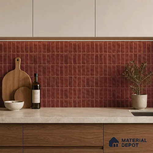 Faux Subway Look Wall Tile TL 08136 E Florim Maple 1 ft x 1 ft Ceramic Glossy Finish - 10 mm | Please Expect a Slight Variation of Pattern