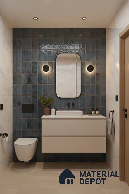 Faux Subway Look Wall Tile TL 08136 Florim Azure 1 ft x 1 ft Ceramic Glossy Finish - 10 mm | Please Expect a Slight Variation of Pattern