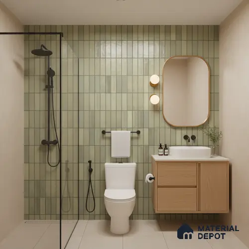 Faux Subway Look Wall Tile TL 08137 D G Arcos Olive 1 ft x 1 ft Ceramic Matte Finish - 10 mm | Please Expect a Slight Variation of Pattern