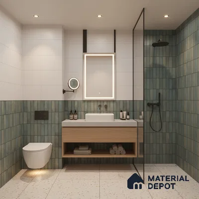 Faux Subway Look Wall Tile TL 08137 G Arcos Azure 1 ft x 1 ft Ceramic Matte Finish - 10 mm | Please Expect a Slight Variation of Pattern