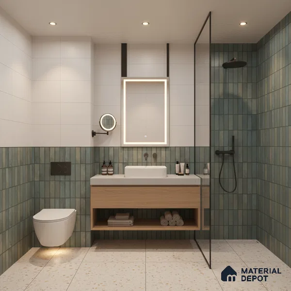Faux Subway Look Wall Tile TL 08137 G Arcos Azure 1 ft x 1 ft Ceramic Matte Finish - 10 mm | Please Expect a Slight Variation of Pattern