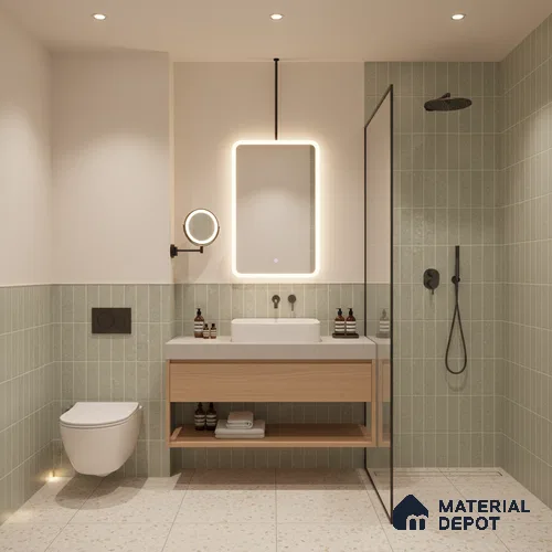 Faux Subway Look Wall Tile TL 08138 F G Zilong Olive Hl 1 ft x 1 ft Ceramic Matte Finish - 10 mm | Please Expect a Slight Variation of Pattern