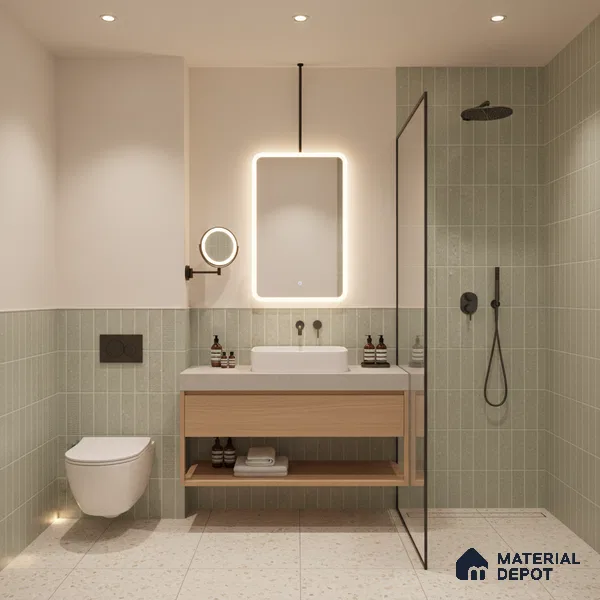 Faux Subway Look Wall Tile TL 08138 F G Zilong Olive Hl 1 ft x 1 ft Ceramic Matte Finish - 10 mm | Please Expect a Slight Variation of Pattern