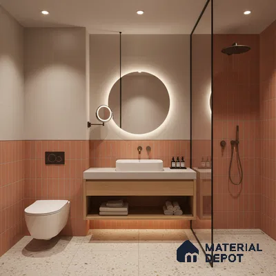 Faux Subway Look Wall Tile TL 08138 G G Zilong Red Hl 1 ft x 1 ft Ceramic Matte Finish - 10 mm | Please Expect a Slight Variation of Pattern