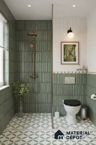Faux Subway Look Wall Tile TL 08139 C Liberty Green 1 ft x 1 ft Ceramic Matte Finish - 10 mm | Please Expect a Slight Variation of Pattern
