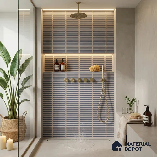 Faux Subway Look Wall Tile TL 08140 B Sitagon Blue 1 ft x 1 ft Ceramic Matte Finish - 10 mm | Please Expect a Slight Variation of Pattern