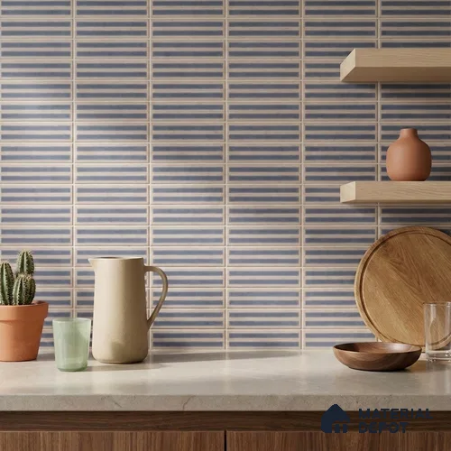 Faux Subway Look Wall Tile TL 08140 B Sitagon Blue 1 ft x 1 ft Ceramic Matte Finish - 10 mm | Please Expect a Slight Variation of Pattern