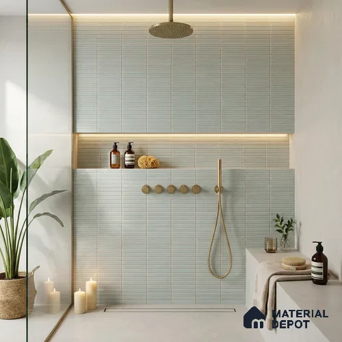 Faux Subway Look Wall Tile TL 08140 E Sitagon Olive 1 ft x 1 ft Ceramic Matte Finish - 10 mm | Please Expect a Slight Variation of Pattern