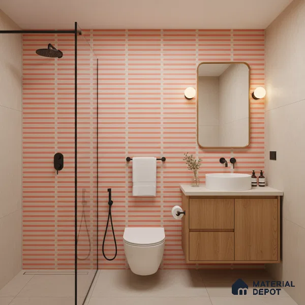 Faux Subway Look Wall Tile TL 08140 F Sitagon Red 1 ft x 1 ft Ceramic Matte Finish - 10 mm | Please Expect a Slight Variation of Pattern