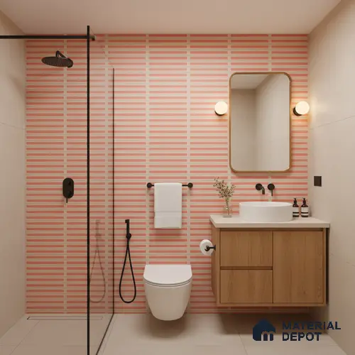 Faux Subway Look Wall Tile TL 08140 F Sitagon Red 1 ft x 1 ft Ceramic Matte Finish - 10 mm | Please Expect a Slight Variation of Pattern