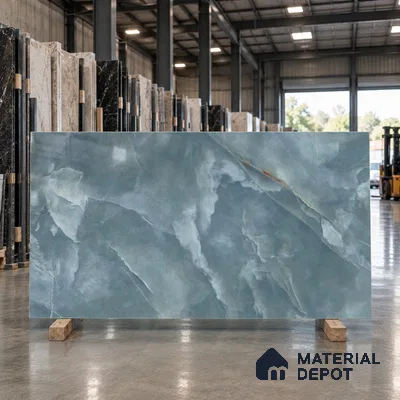 Marble Look Wall & Floor Tile TL 08179 B TM Jennifer Aqva 6 ft x 4 ft Vitrified Glossy Finish - 9 mm | Adhesive and Spacers Must be Used During Installation