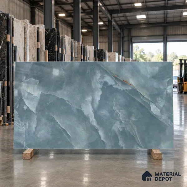 Marble Look Wall & Floor Tile TL 08179 B TM Jennifer Aqva 6 ft x 4 ft Vitrified Glossy Finish - 9 mm | Adhesive and Spacers Must be Used During Installation