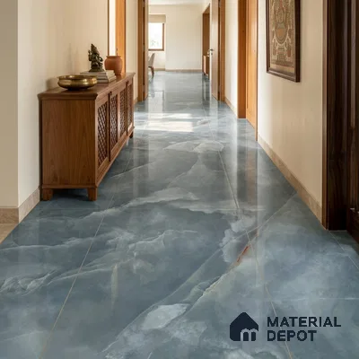 Marble Look Wall & Floor Tile TL 08179 B TM Jennifer Aqva 6 ft x 4 ft Vitrified Glossy Finish - 9 mm | Adhesive and Spacers Must be Used During Installation