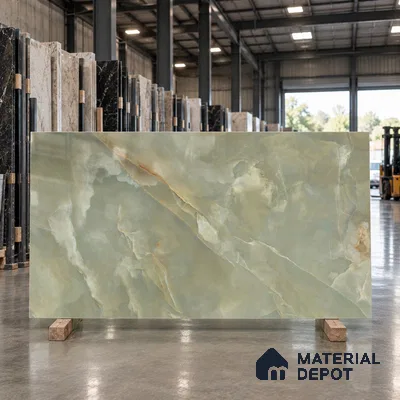 Marble Look Wall & Floor Tile TL 08179 C TM Jennifer Olive 6 ft x 4 ft Vitrified Glossy Finish - 9 mm | Adhesive and Spacers Must be Used During Installation