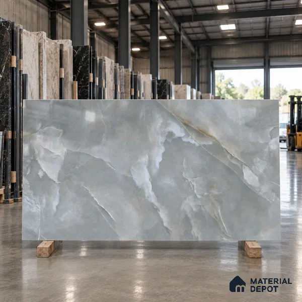 Marble Look Wall & Floor Tile TL 08179 TM Jennifer Grey 6 ft x 4 ft Vitrified Glossy Finish - 9 mm | Adhesive and Spacers Must be Used During Installation