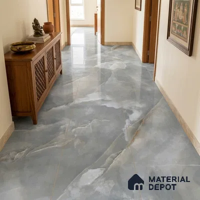 Marble Look Wall & Floor Tile TL 08179 TM Jennifer Grey 6 ft x 4 ft Vitrified Glossy Finish - 9 mm | Adhesive and Spacers Must be Used During Installation