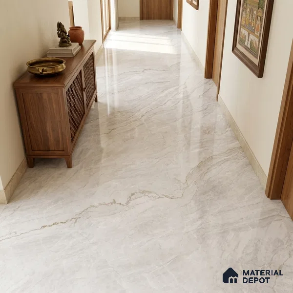 Marble Look Wall & Floor Tile TL 08180 Eden Bianco 6 ft x 4 ft Vitrified Glossy Finish - 9 mm | Adhesive and Spacers Must be Used During Installation
