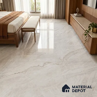 Marble Look Wall & Floor Tile TL 08180 Eden Bianco 6 ft x 4 ft Vitrified Glossy Finish - 9 mm | Adhesive and Spacers Must be Used During Installation