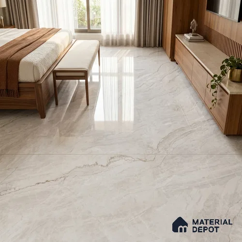 Marble Look Wall & Floor Tile TL 08180 Eden Bianco 6 ft x 4 ft Vitrified Glossy Finish - 9 mm | Adhesive and Spacers Must be Used During Installation