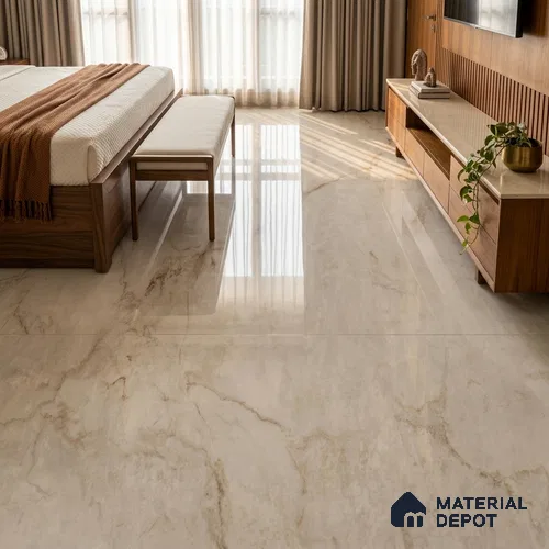 Marble Look Wall & Floor Tile TL 08181 Mascia Bianco 6 ft x 4 ft Vitrified Glossy Finish - 9 mm | Adhesive and Spacers Must be Used During Installation