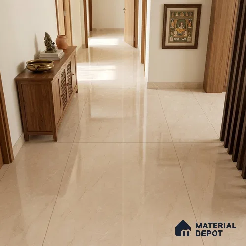 Marble Look Wall & Floor Tile TL 08182 Bella Crema Endless 6 ft x 4 ft Vitrified Glossy Finish - 9 mm | Adhesive and Spacers Must be Used During Installation