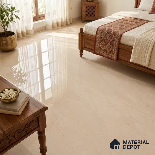 Marble Look Wall & Floor Tile TL 08182 Bella Crema Endless 6 ft x 4 ft Vitrified Glossy Finish - 9 mm | Adhesive and Spacers Must be Used During Installation