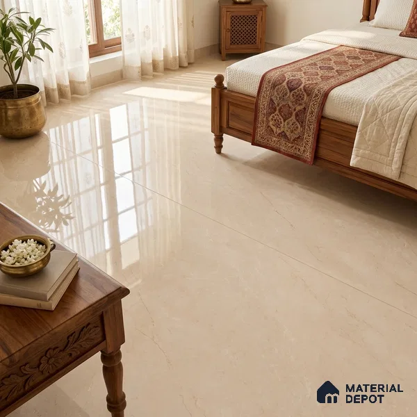 Marble Look Wall & Floor Tile TL 08182 Bella Crema Endless 6 ft x 4 ft Vitrified Glossy Finish - 9 mm | Adhesive and Spacers Must be Used During Installation