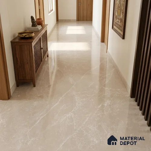Marble Look Wall & Floor Tile TL 08183 Desert Bianco Edless 6 ft x 4 ft Vitrified Glossy Finish - 9 mm | Adhesive and Spacers Must be Used During Installation