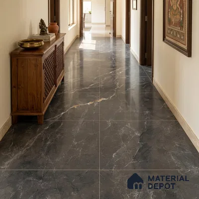 Marble Look Wall & Floor Tile TL 08186 Tokyo Nero Endless 6 ft x 4 ft Vitrified Glossy Finish - 9 mm | Adhesive and Spacers Must be Used During Installation
