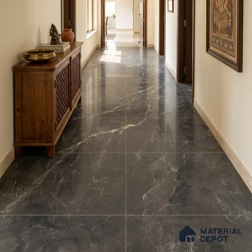Marble Look Wall & Floor Tile TL 08186 Tokyo Nero Endless 6 ft x 4 ft Vitrified Glossy Finish - 9 mm | Adhesive and Spacers Must be Used During Installation