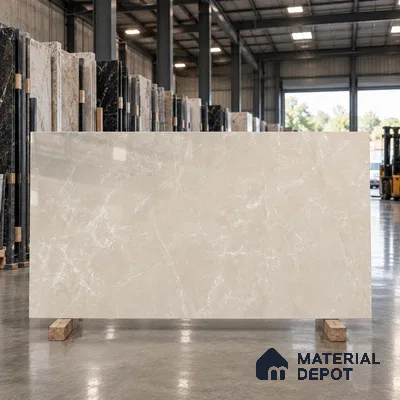 Marble Look Wall & Floor Tile TL 08187 Desert Taupe Endless 6 ft x 4 ft Vitrified Glossy Finish - 9 mm | Adhesive and Spacers Must be Used During Installation