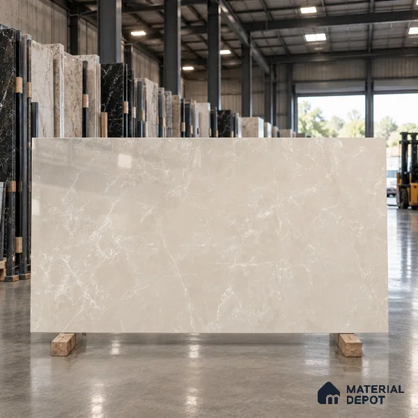 Marble Look Wall & Floor Tile TL 08187 Desert Taupe Endless 6 ft x 4 ft Vitrified Glossy Finish - 9 mm | Adhesive and Spacers Must be Used During Installation